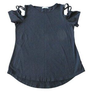 Adreamly Pullover Shirt Womens Large Black Short Sleeve Round Neck Blouse Top‎